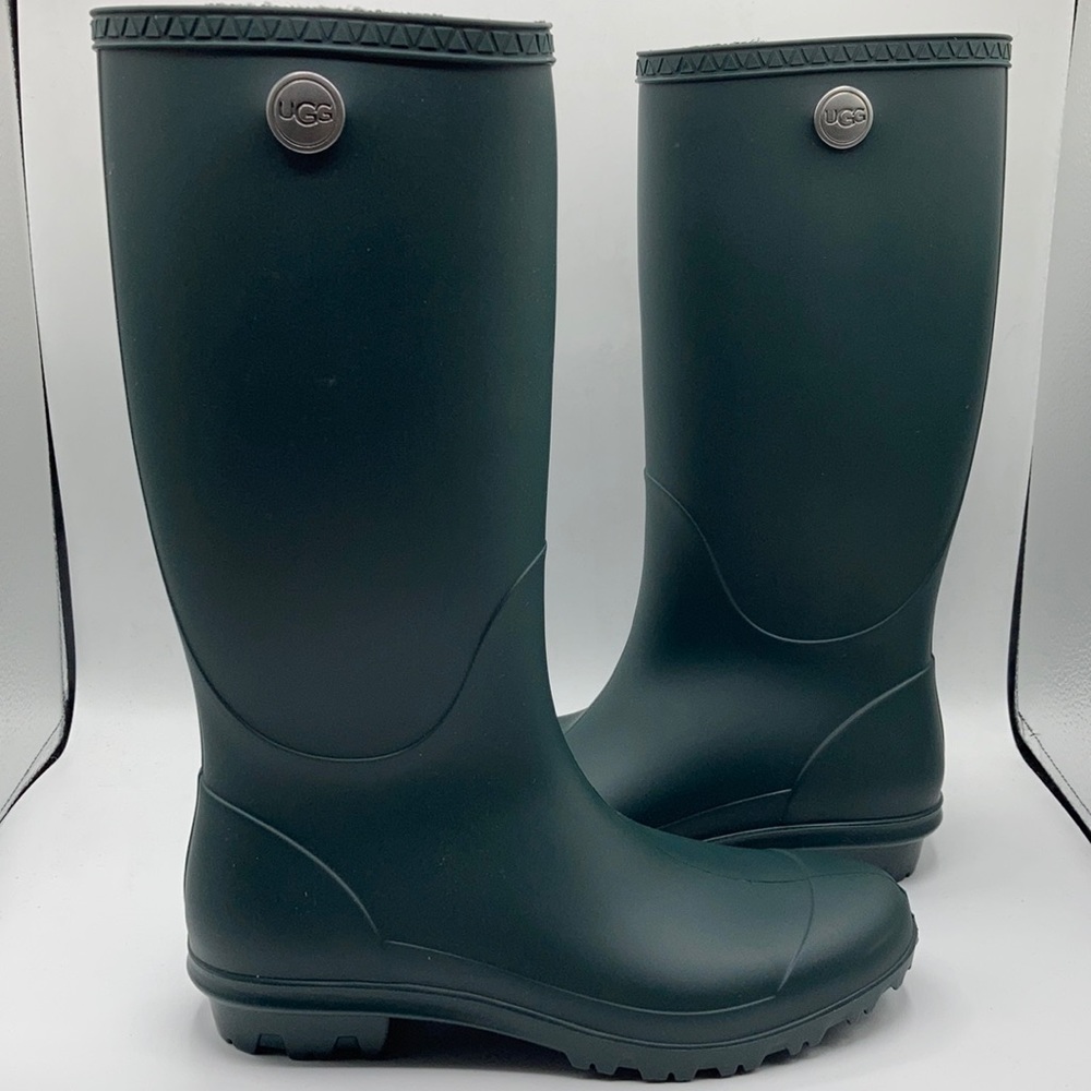 UGG Shelby Olive Green Matter Rubber Rain Boots - Picture 1 of 7